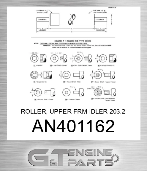 AN401162 ROLLER, UPPER FRM IDLER 203.2