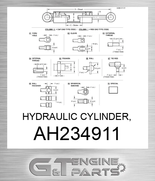 AH234911 HYDRAULIC CYLINDER, 95X70-942,1428