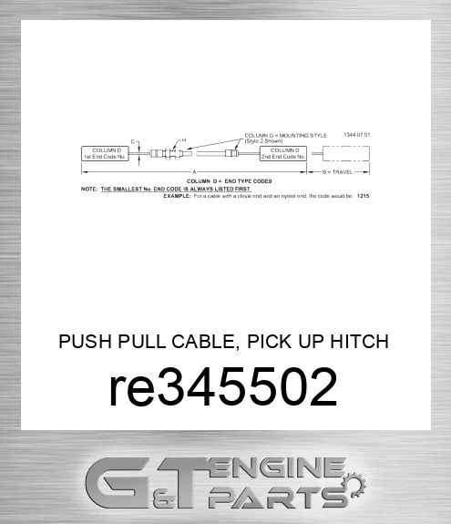 RE345502 PUSH PULL CABLE, PICK UP HITCH