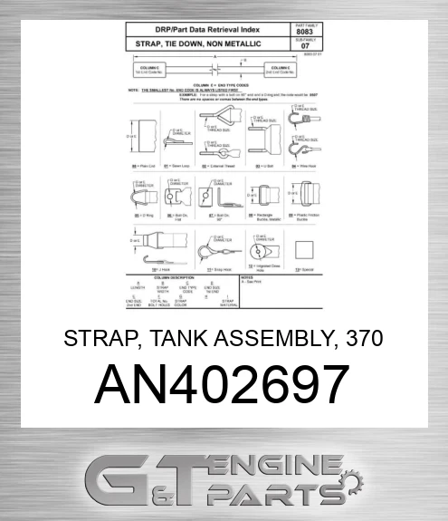 AN402697 STRAP, TANK ASSEMBLY, 370 GAL. FUEL