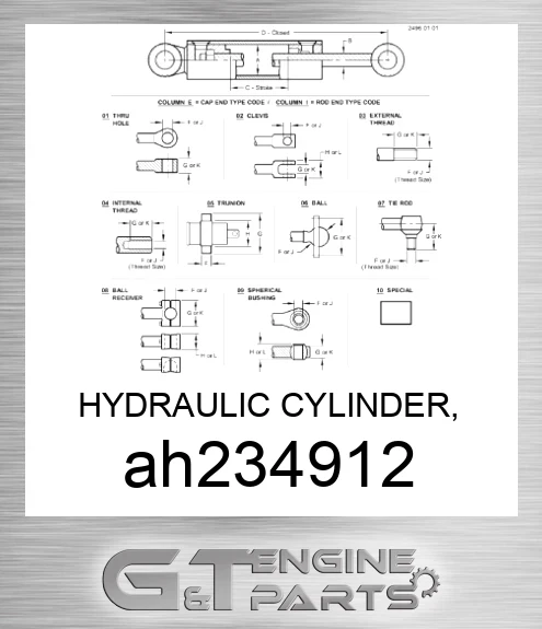 AH234912 HYDRAULIC CYLINDER, 105X75-1040,152