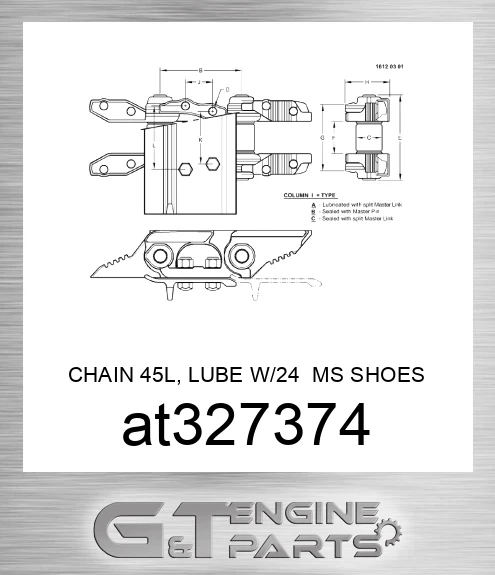 AT327374 CHAIN 45L, LUBE W/24 MS SHOES