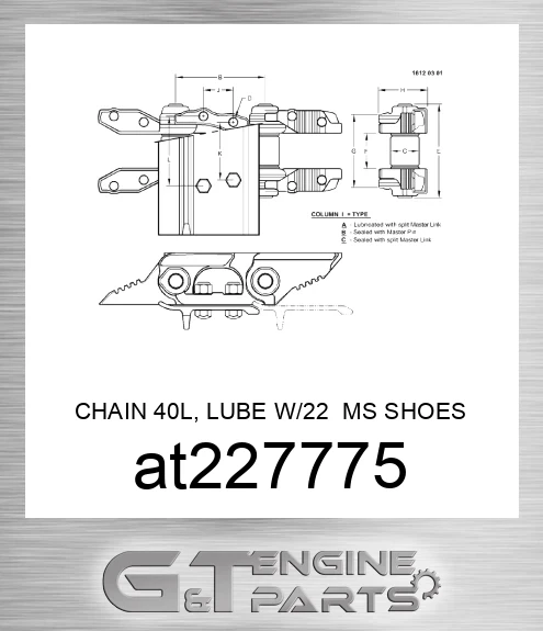AT227775 CHAIN 40L, LUBE W/22 MS SHOES