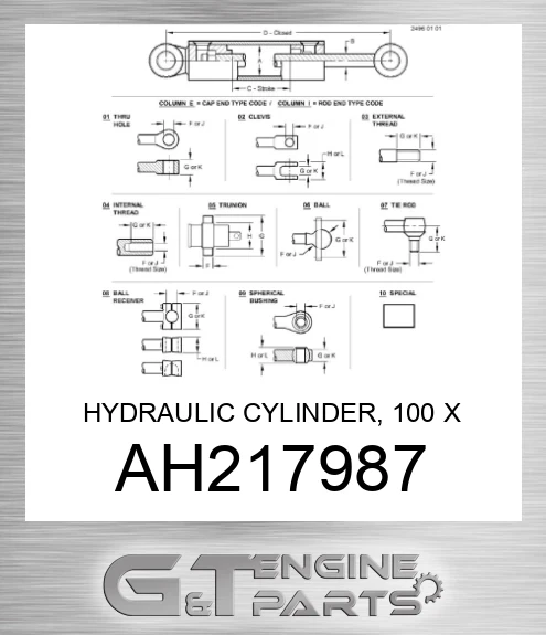 AH217987 HYDRAULIC CYLINDER, 100 X 56-812, 1