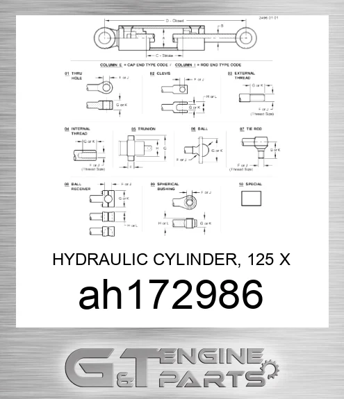 AH172986 HYDRAULIC CYLINDER, 125 X 75-615.5,
