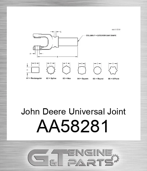 AA58281 John Deere Universal Joint Yoke AA58281