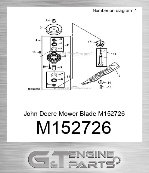 M152726 John Deere Mower Blade M152726