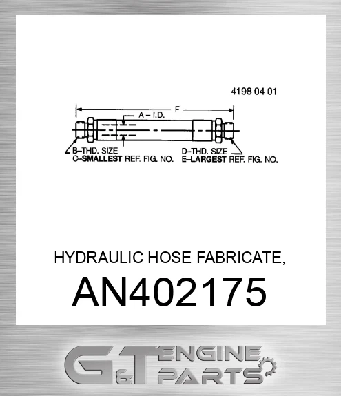 AN402175 HYDRAULIC HOSE FABRICATE, FRONT P