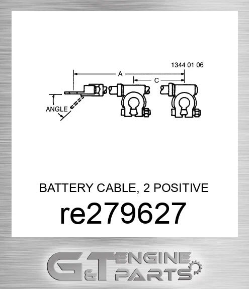 RE279627 BATTERY CABLE, 2 POSITIVE WHEEL