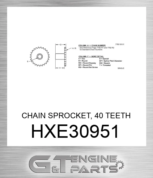 HXE30951 CHAIN SPROCKET, 40 TEETH ANSI80