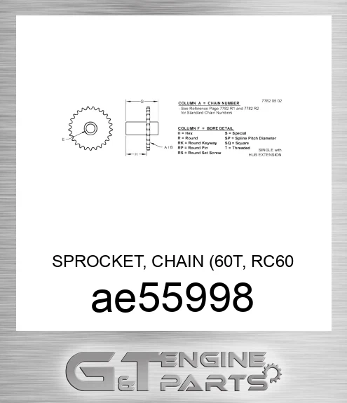 AE55998 SPROCKET, CHAIN 60T, RC60 W/HUB