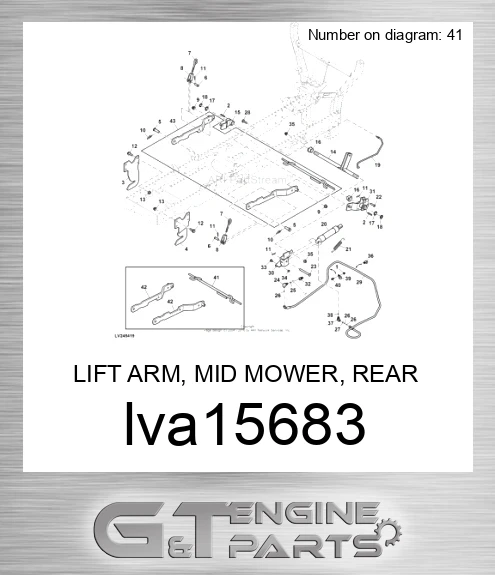 LVA15683 LIFT ARM, MID MOWER, REAR