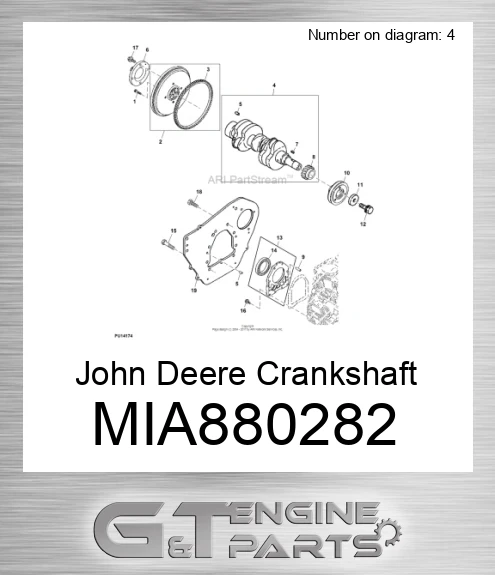 MIA880282 John Deere Crankshaft MIA880282