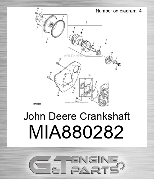 MIA880282 John Deere Crankshaft MIA880282
