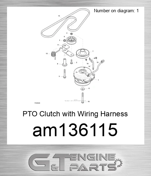 AM136115 PTO Clutch with Wiring Harness