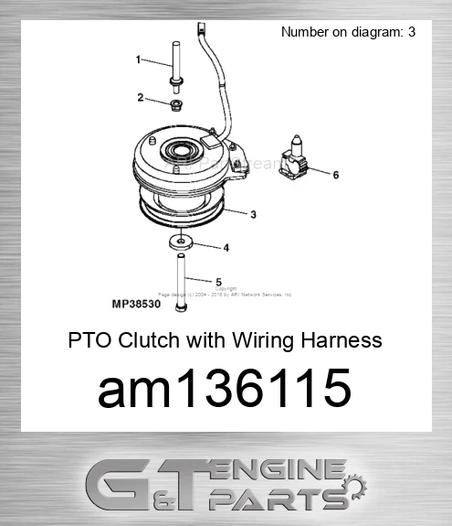 AM136115 PTO Clutch with Wiring Harness