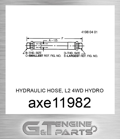 AXE11982 HYDRAULIC HOSE, L2 4WD HYDRO FWD PR