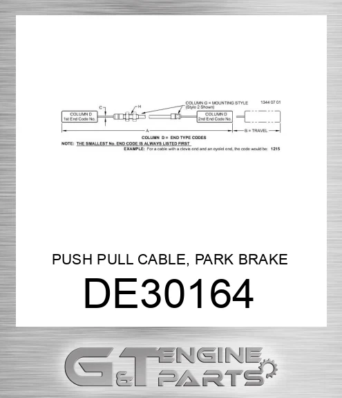 DE30164 PUSH PULL CABLE, PARK BRAKE CABLE S