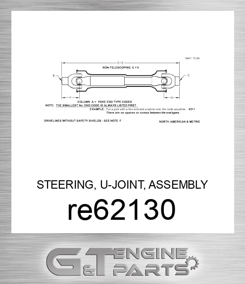 RE62130 STEERING, U-JOINT, ASSEMBLY