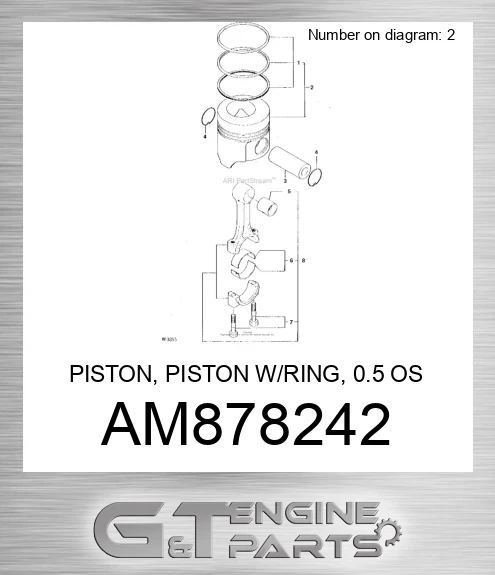 AM878242 PISTON, PISTON W/RING, 0.5 OS