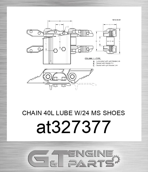 AT327377 CHAIN 40L LUBE W/24 MS SHOES SC2 CL