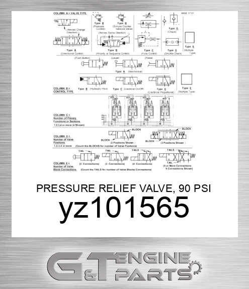 YZ101565 PRESSURE RELIEF VALVE, 90 PSI