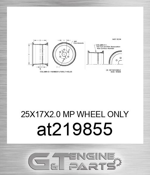 AT219855 25X17X2.0 MP WHEEL ONLY