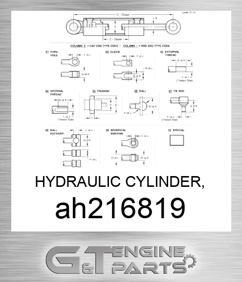 AH216819 HYDRAULIC CYLINDER, 100X50-257,274
