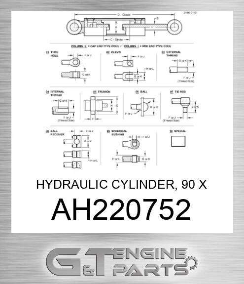 AH220752 HYDRAULIC CYLINDER, 90 X 50-730, 11