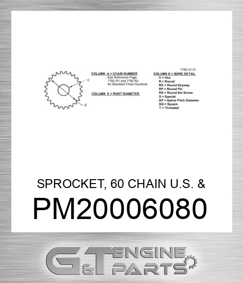 PM20006080 SPROCKET, 60 CHAIN U.S. & CANADA