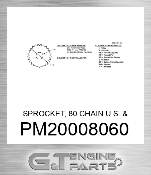 PM20008060 SPROCKET, 80 CHAIN U.S. & CANADA