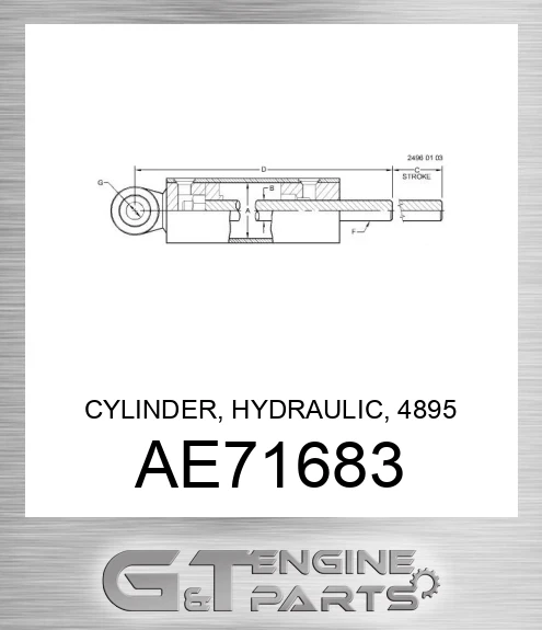 AE71683 CYLINDER, HYDRAULIC, 4895 W/LABEL