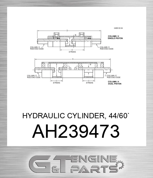 AH239473 HYDRAULIC CYLINDER, 44/60` MAIN LIF