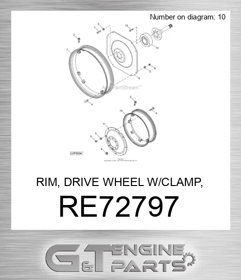 RE72797 RIM, DRIVE WHEEL W/CLAMP, W8X32