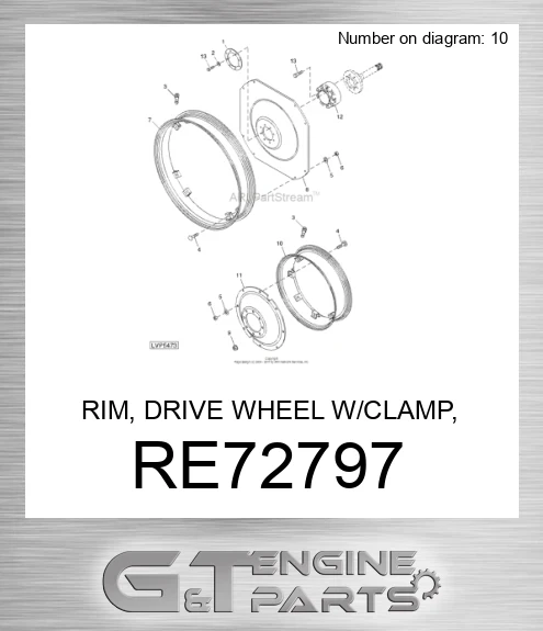 RE72797 RIM, DRIVE WHEEL W/CLAMP, W8X32