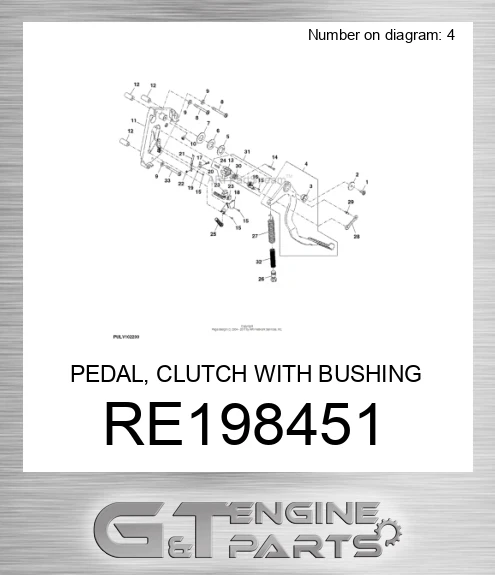RE198451 PEDAL, CLUTCH WITH BUSHING