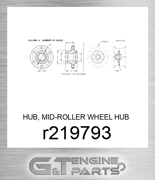 R219793 HUB, MID-ROLLER WHEEL HUB 8000