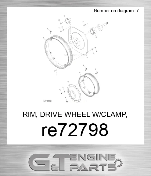 RE72798 RIM, DRIVE WHEEL W/CLAMP, W8X48