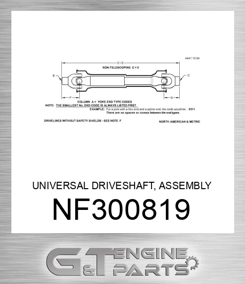 NF300819 UNIVERSAL DRIVESHAFT, ASSEMBLY