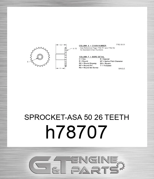 H78707 SPROCKET-ASA 50 26 TEETH