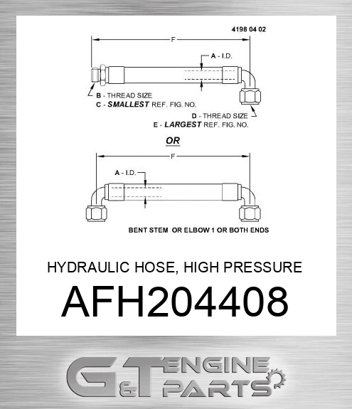 AFH204408 HYDRAULIC HOSE, HIGH PRESSURE GROUN