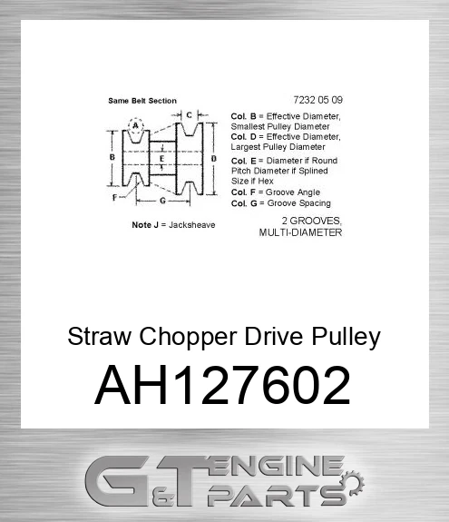 AH127602 Straw Chopper Drive Pulley