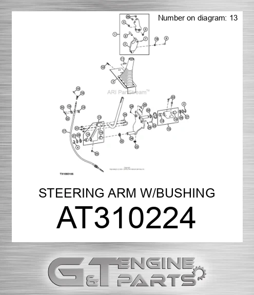 AT310224 STEERING ARM W/BUSHING