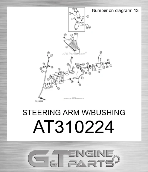 AT310224 STEERING ARM W/BUSHING