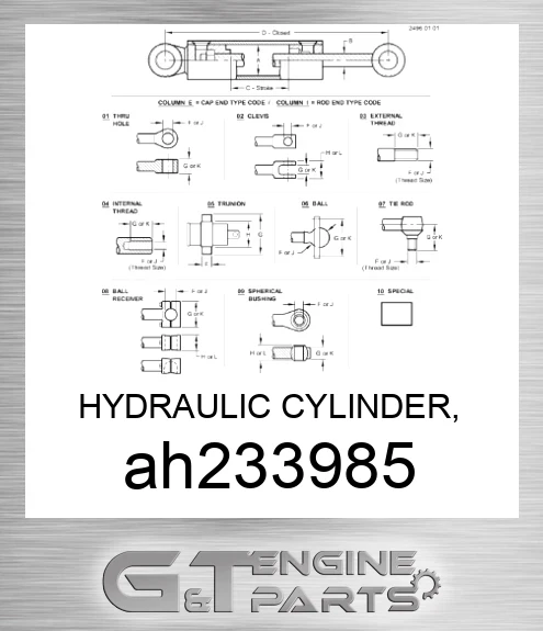 AH233985 HYDRAULIC CYLINDER, 80X45-1371.5, 1