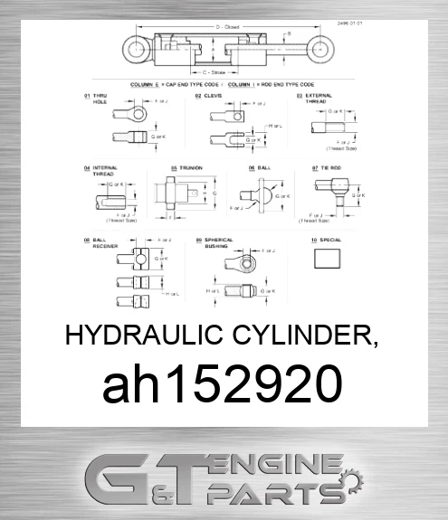 AH152920 HYDRAULIC CYLINDER, 95X70-942,1428