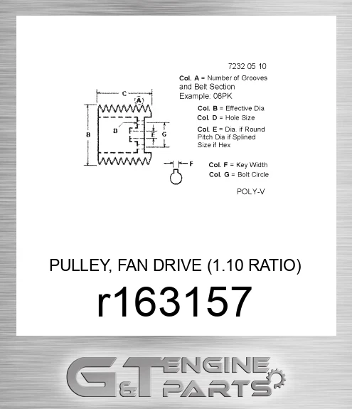 R163157 PULLEY, FAN DRIVE 1.10 RATIO