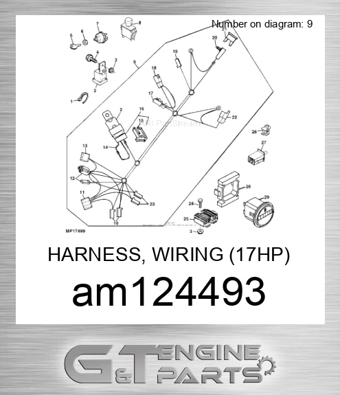 AM124493 HARNESS, WIRING 17HP
