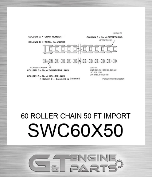 SWC60X50 60 ROLLER CHAIN 50 FT IMPORT
