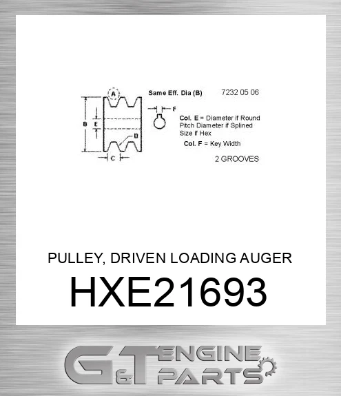 HXE21693 PULLEY, DRIVEN LOADING AUGER